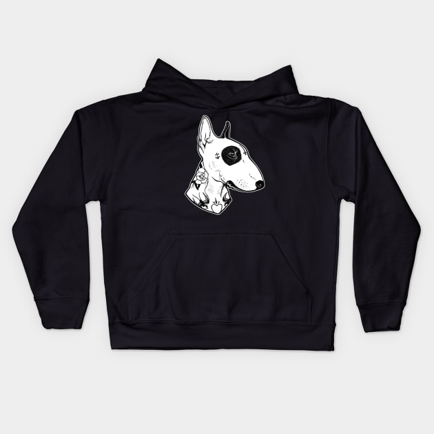 Dog Tattooed Bull Terrier Kids Hoodie by PaperTigress